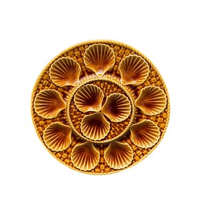 Longchamp French Antique Majolica Scalloped Oyster Platter Gift for her
