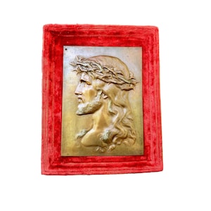 French Antique Religious Frame Jesus Christ Holy Face of Jesus Wall Art