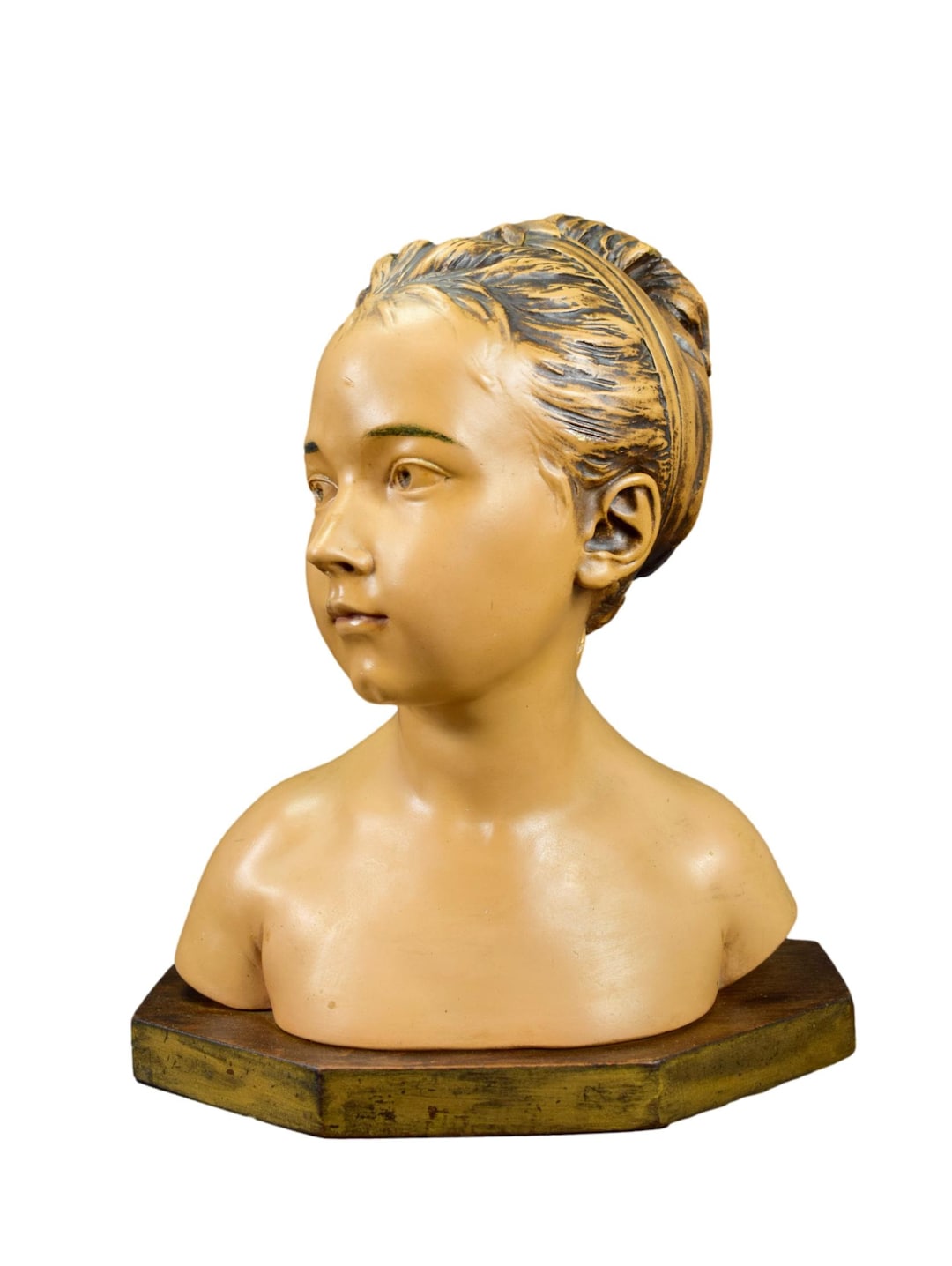 Vintage French Antique Bust Statue Figurine Plaster Young Girl 1900 Etsy