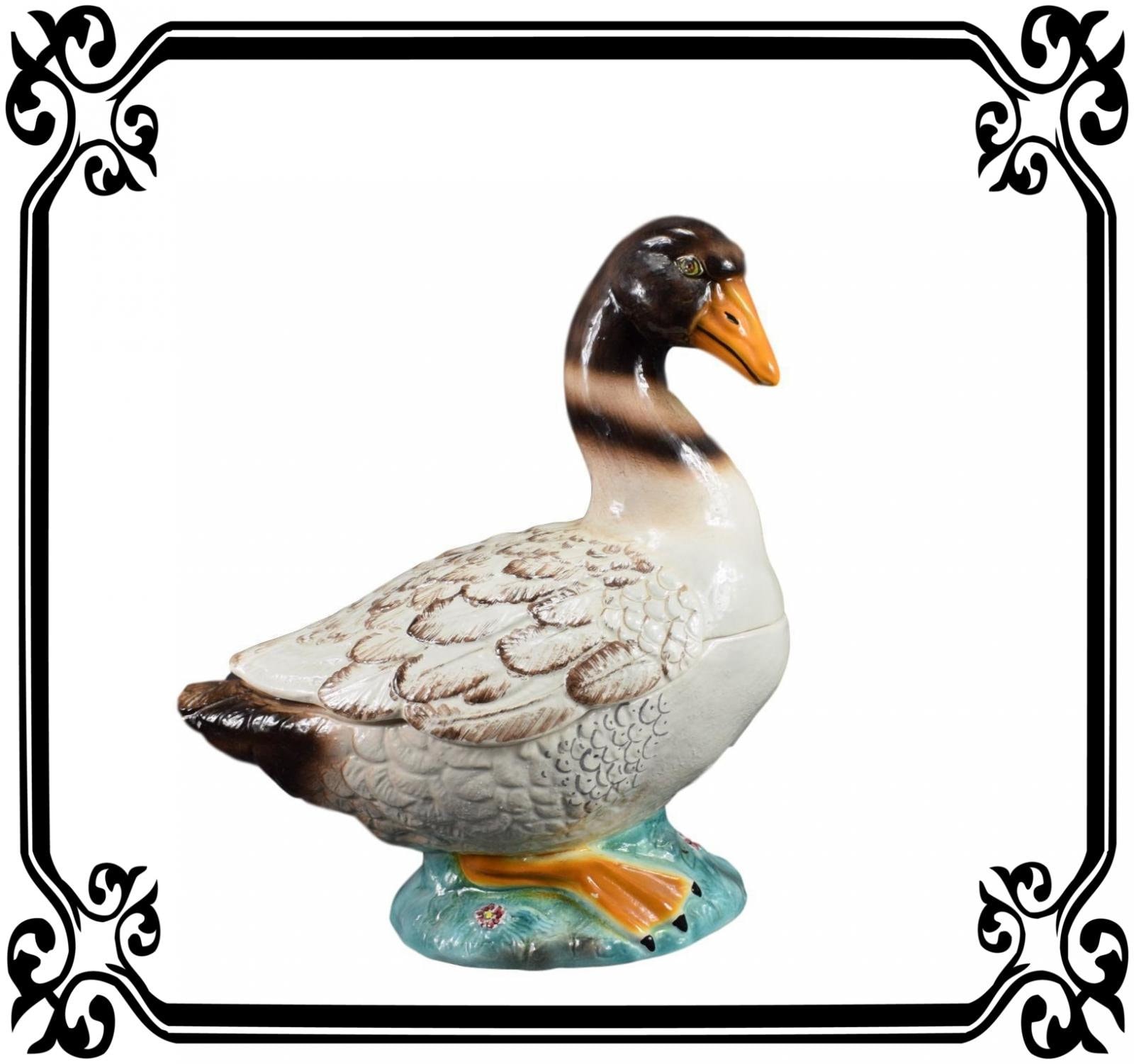 Grande Majolica Vintage Terrine Tureen Goose Kitchen Decor Farmhouse