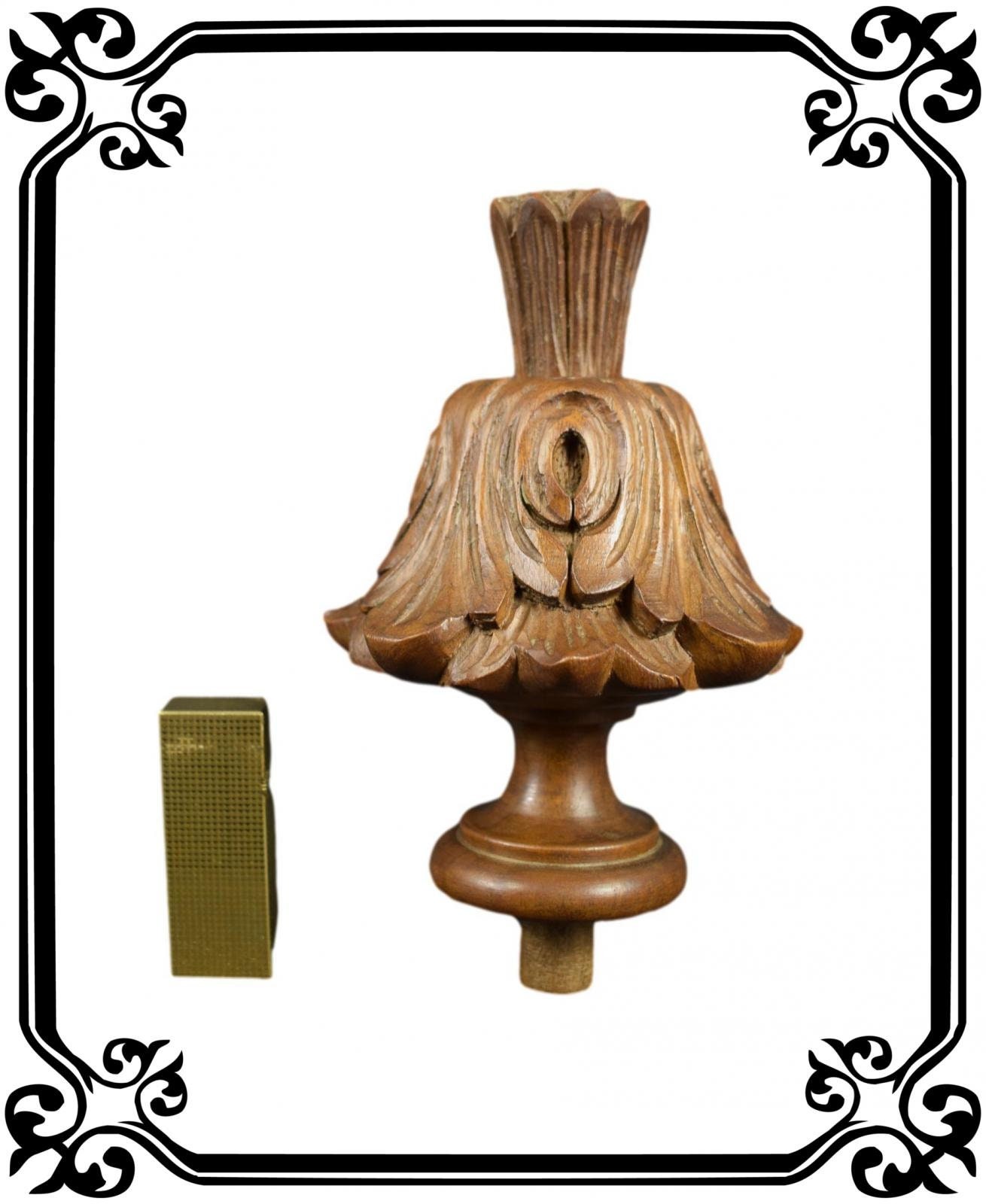 Français Cage d'escalier en Bois Antique Finial 2