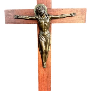 GALLO French Antique Art Deco Large Wall Wood Cross Crucifix, Wall religious art