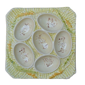 Longchamp French Majolica Eggs Square Server Plate