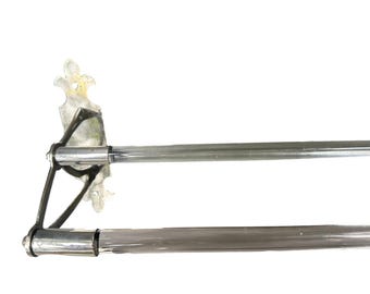 Toallero de níquel y cristal Art Déco francés, decoración vintage para el baño