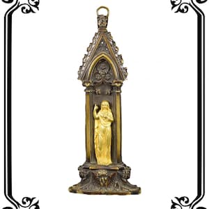 Antique French Bronze Virgin Mary Plaque – Religious Wall Decor, Vintage Sacred Art