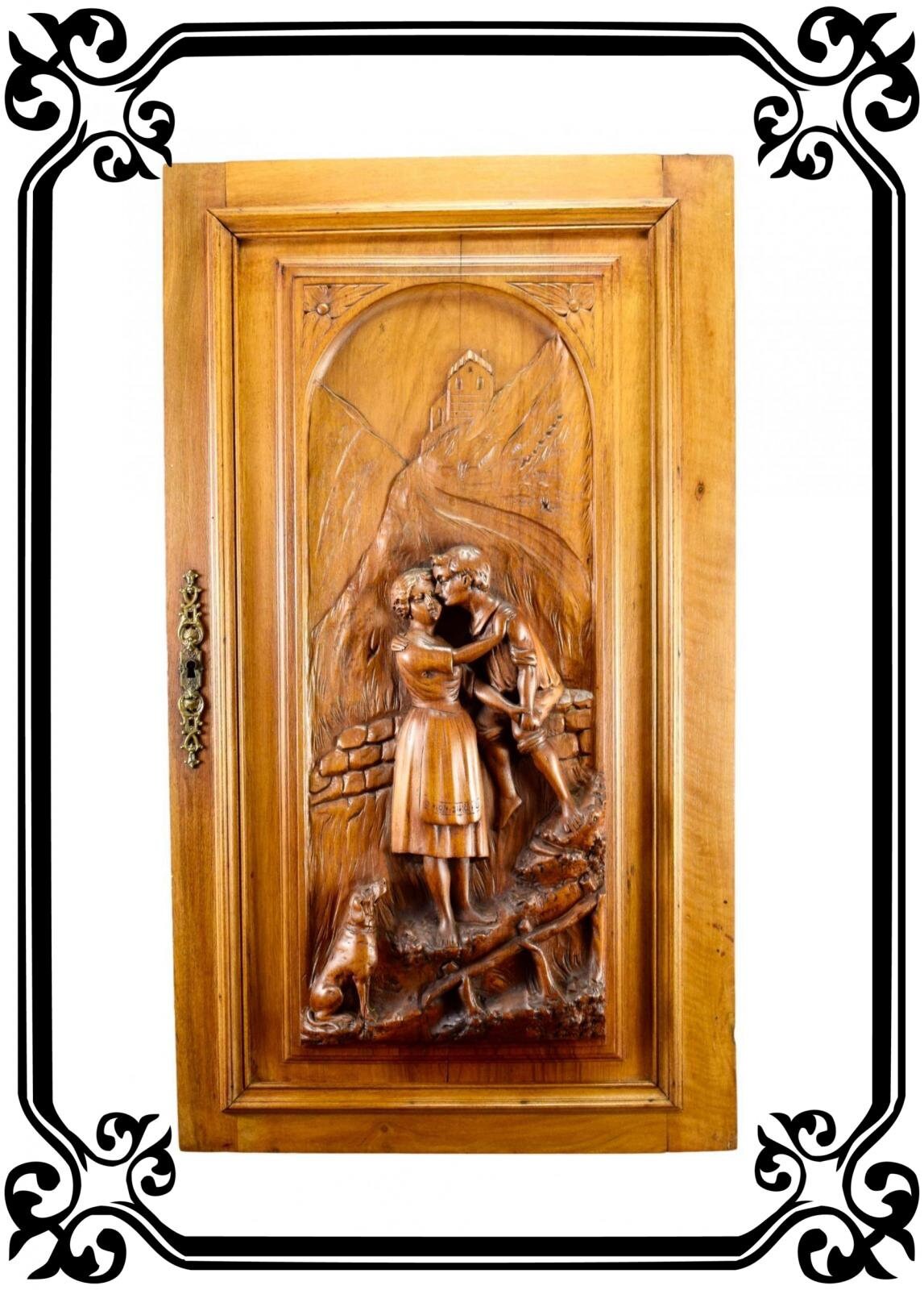 Vintage Français Antique Large Hand Carved Wood Cupboard Door Vintage Vintage