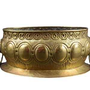 French Antique Brass Bronze Planter Lion Head, Jardiniere, cache pot
