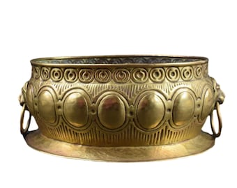 Antiker französischer Messingbronze Pflanztopf Löwenkopf, Jardiniere, Übertopf