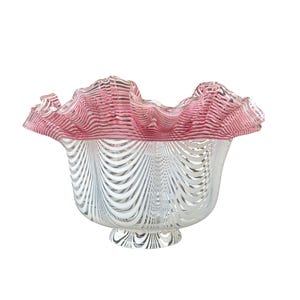 Antike französische Tulpe Rot und Weiß Glas Lampenschirm XXe Geschenk für sie