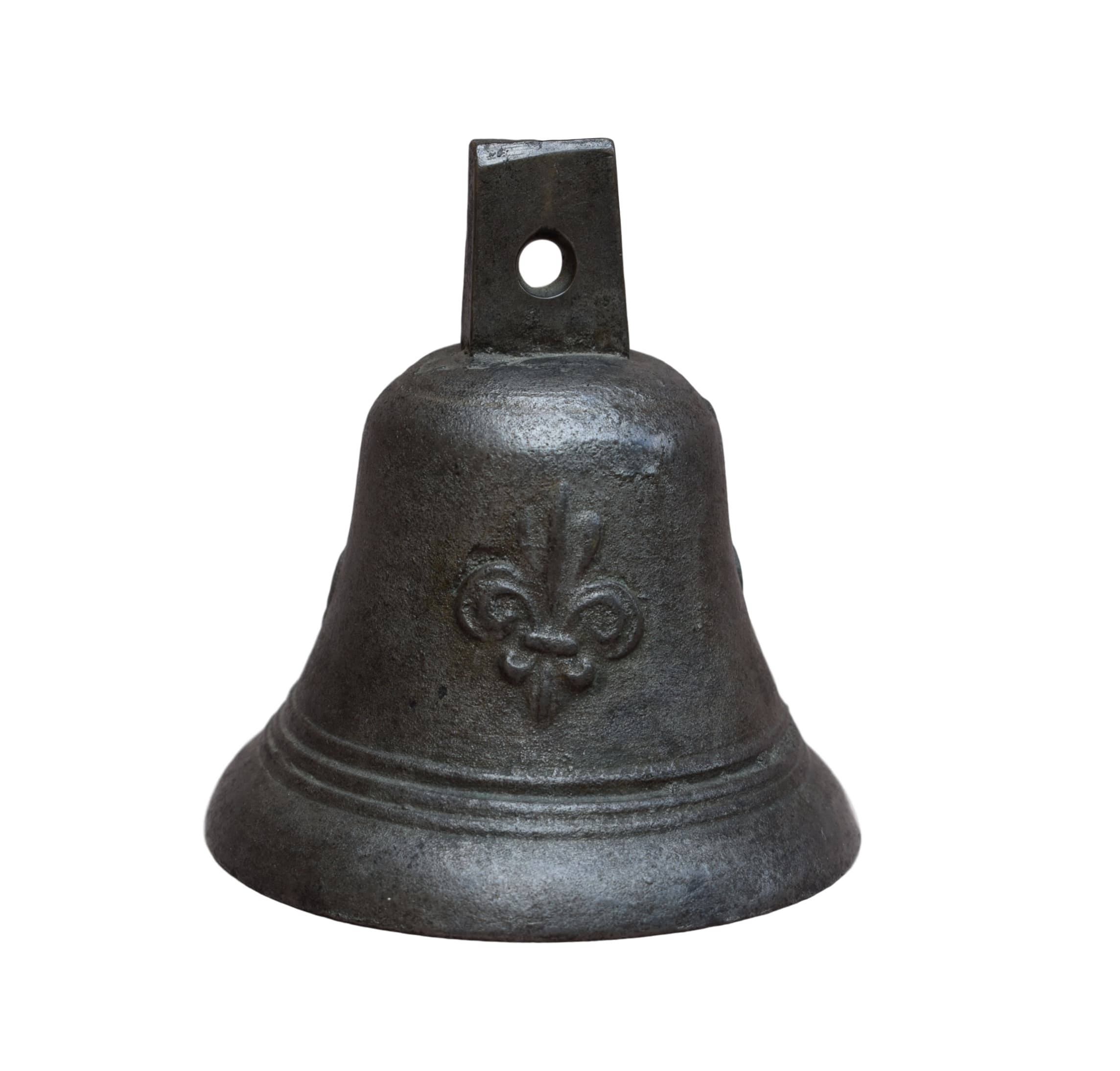 Français Antique Fleur de Lis Bell - 19Ème Siècle à La Main Fait Cloche Porte Entrée Chalet Maison