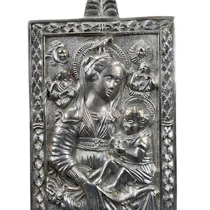 Antique French Religious plaque Virgin and Child 19th