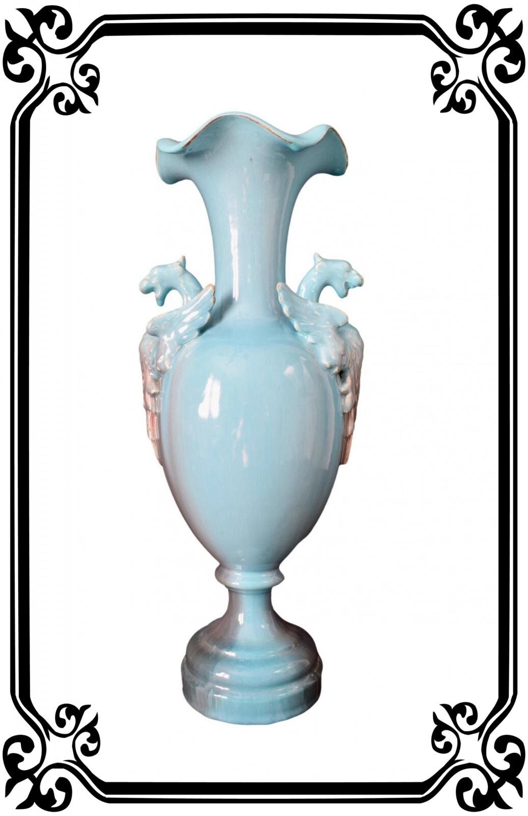 Vintage Français Art Nouveau Grand Vase Céramique Chimère Massier ?