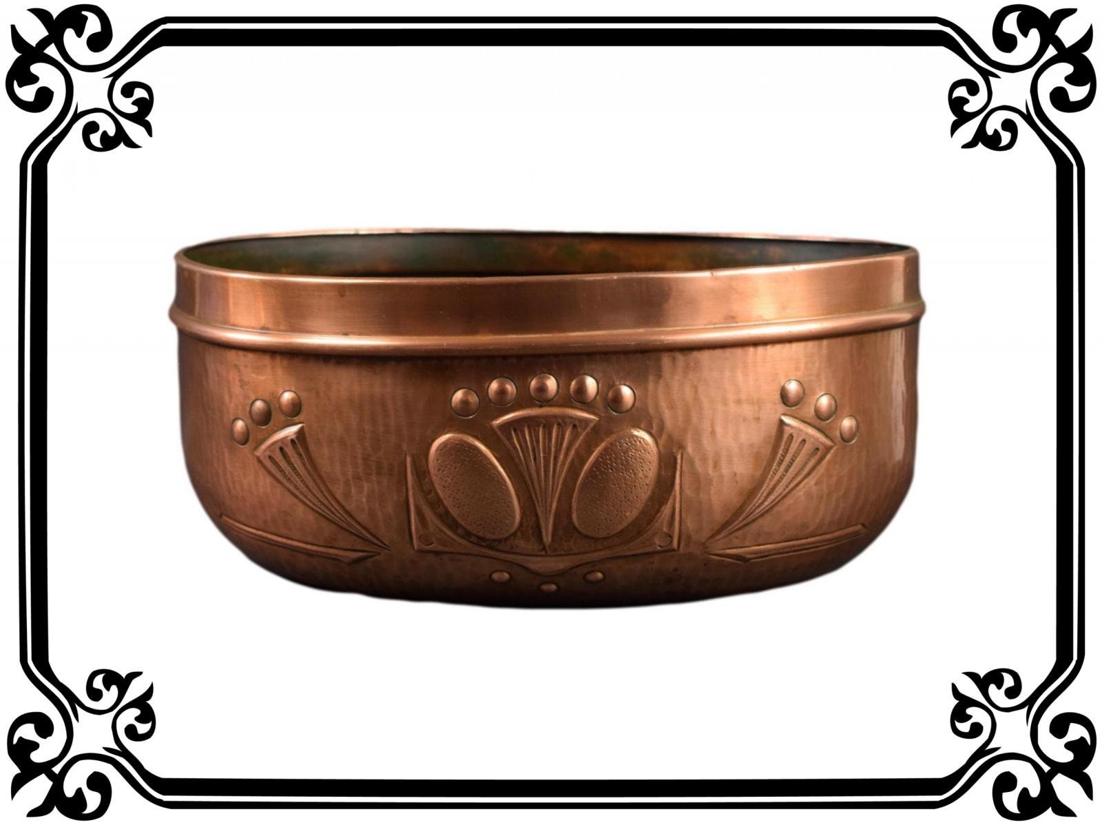 Français Art Nouveau Antique Copper Cache Pot Jardiniere