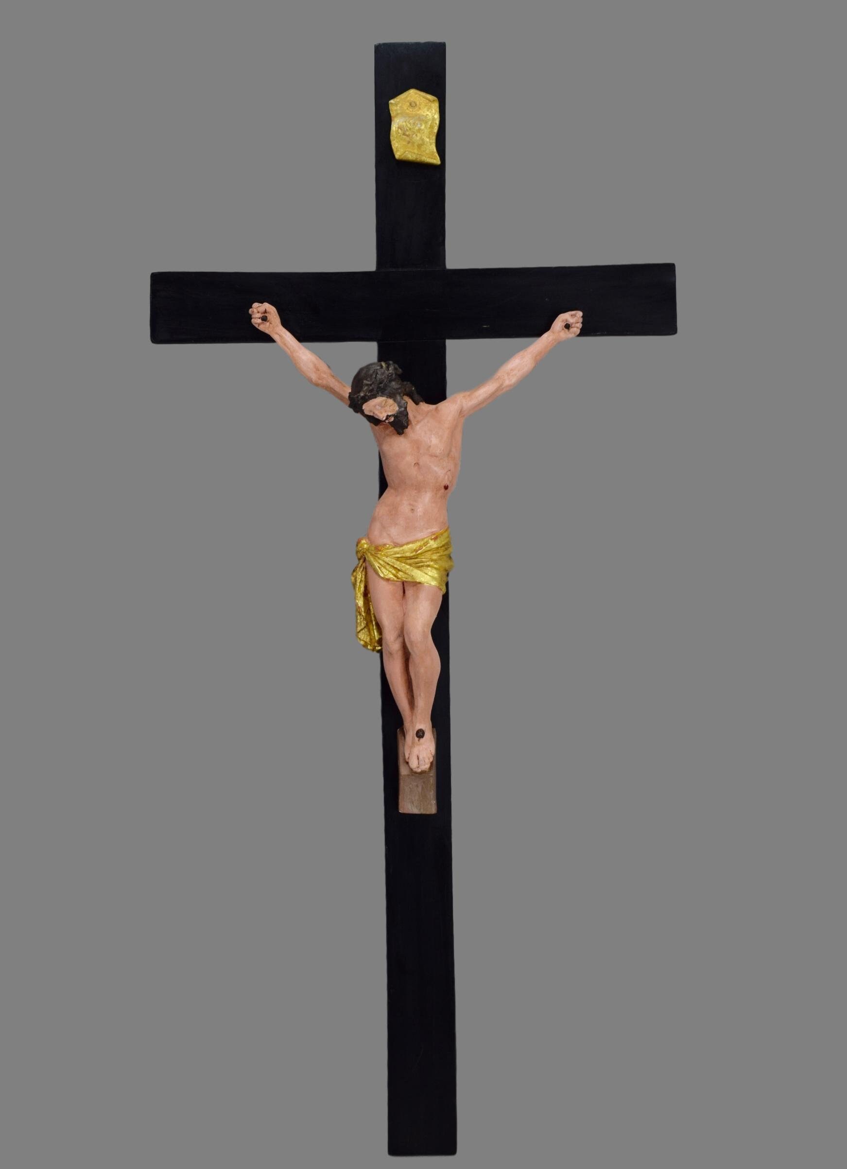 Antique Religieux Grand Autel Croix Signée E Raconeau