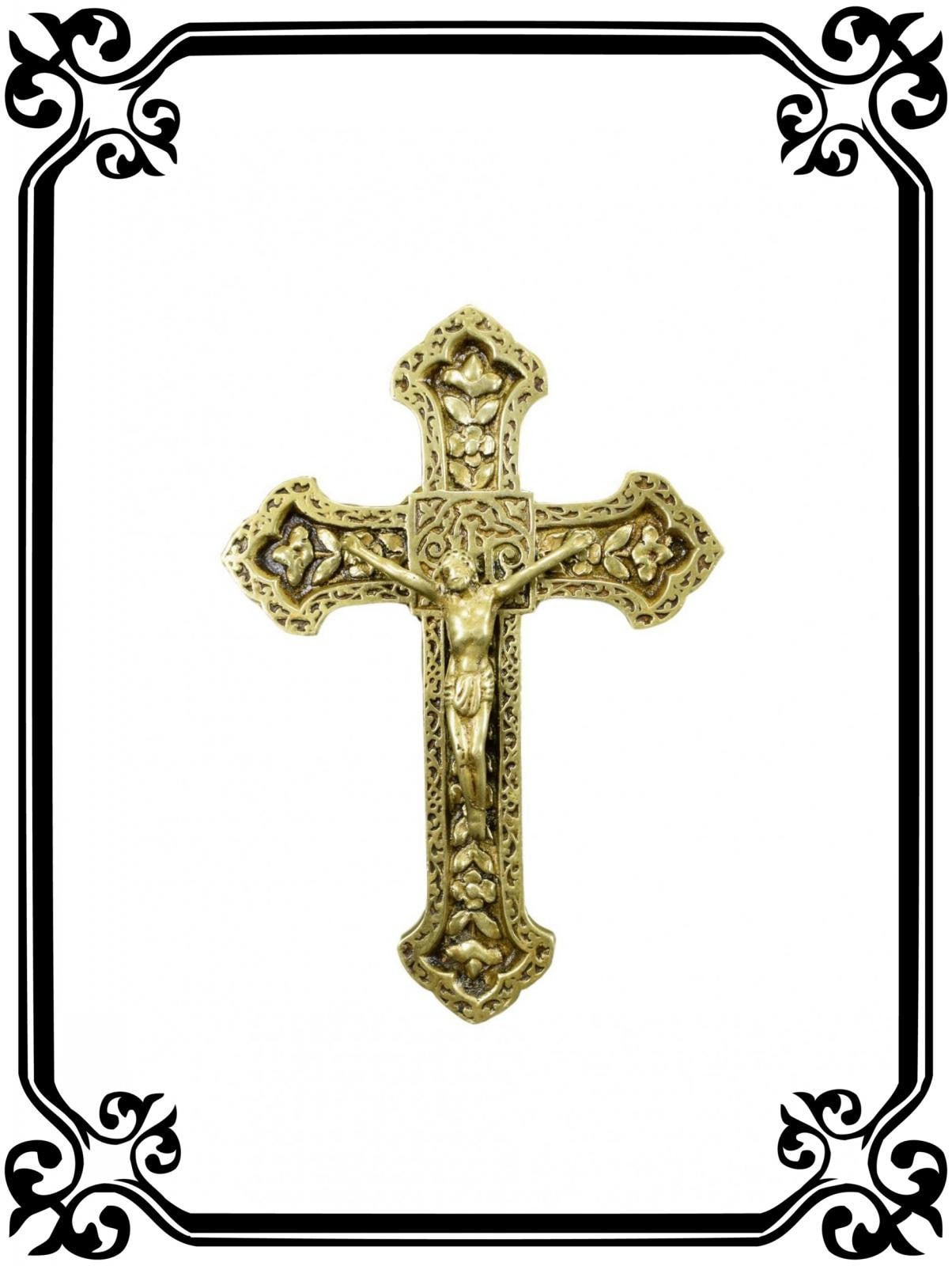 Croix de Mur Bronze, Français Crucifix Antique Croix en Bronze Orné