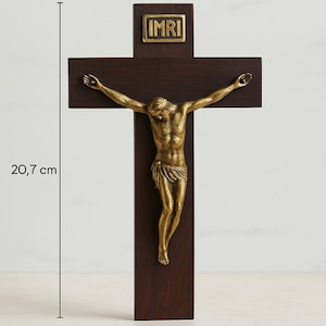 DORLIA French Vintage Art Deco Seplter and Wood Wall Cross Crucifix, religious decor, gift for her or him