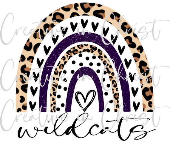 Wildcat Rainbow Purple and Black School Spirit Png for | Etsy