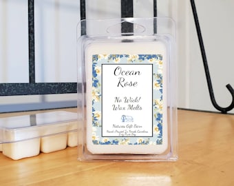 Ocean Rose Scented Soy Wax Tarts Melts in Clamshell, Wax Cubes for Warmer, Wax Melts, Gift for Her Floral Summer Wildflowers