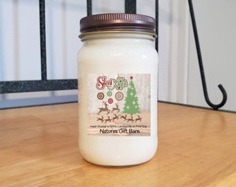 Silent Night Christmas Candle Holiday Candle Country Primitive Decor Gift for Her Christmas Decor wooden wick Scented Soy Candle Mason Jar