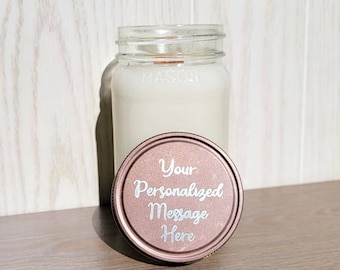 Personalized Mason Jar Candle Engraved Candle Lid Bridesmaid Gift Gift for Him Gift for Her Mother's Day Gift Father's Day Gift Party Favors