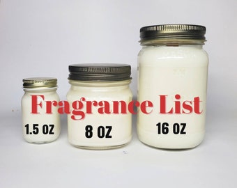 Fragrance List / Mason Jar Candles / Wax Melt Tarts / Do Not Buy