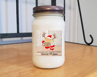 Merry Christmas Rudolph Candle Holiday Candle Secret Gift Exchange Cute Reindeer Candle wooden wick Soy Candle Gift for Coworker Holiday