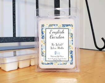 English Garden Scented Soy Wax Tarts Melts in Clamshell Wax Cubes for Warmer, Wax Melts, Gift for Her Spring Summer Botanical Garden