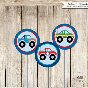 Monster Truck Birthday Cupcake Toppers (Printable)
