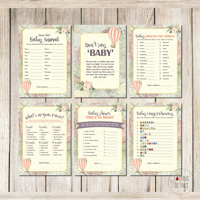 Travel Baby Shower Games Hot Air Balloon Baby Shower Games Etsy Travel Baby Shower Games Hot Air Balloon Baby Shower Games Etsy