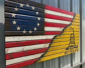 Betsy Ross Flag, Dont Tread On Me, Gadsden Flag, American Revolution, Rustic American Flag, Wood American Flag