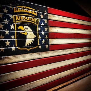 101st Airborne Division, Army Rangers, US Army Flag, Army Rangers Sign, American Flag, Military Flag, Wood American Flag, American Flag Sign