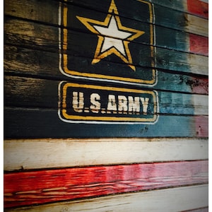 US Army, US Army Flag, Army Sign, American Flag, Military Flag, Wood American Flag, American Flag Sign, Weathered American Flag image 1