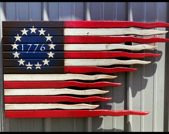 1776  American Flag, American Battle Flag, Rustic American Flag, American Flag, Wooden American Flag