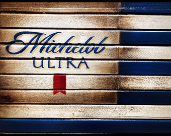 Michelob Ultra, Michelob Ultra Wood Flag, Rustic American Flag, Beer Sign, Bar Sign, Michelob Beer