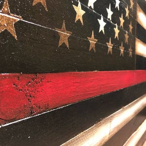 Thin Red Line Flag, Wooden Red Line Flag, Firefighters Flag, Firemens Flag, Firefighter Sign, Thin Red Line