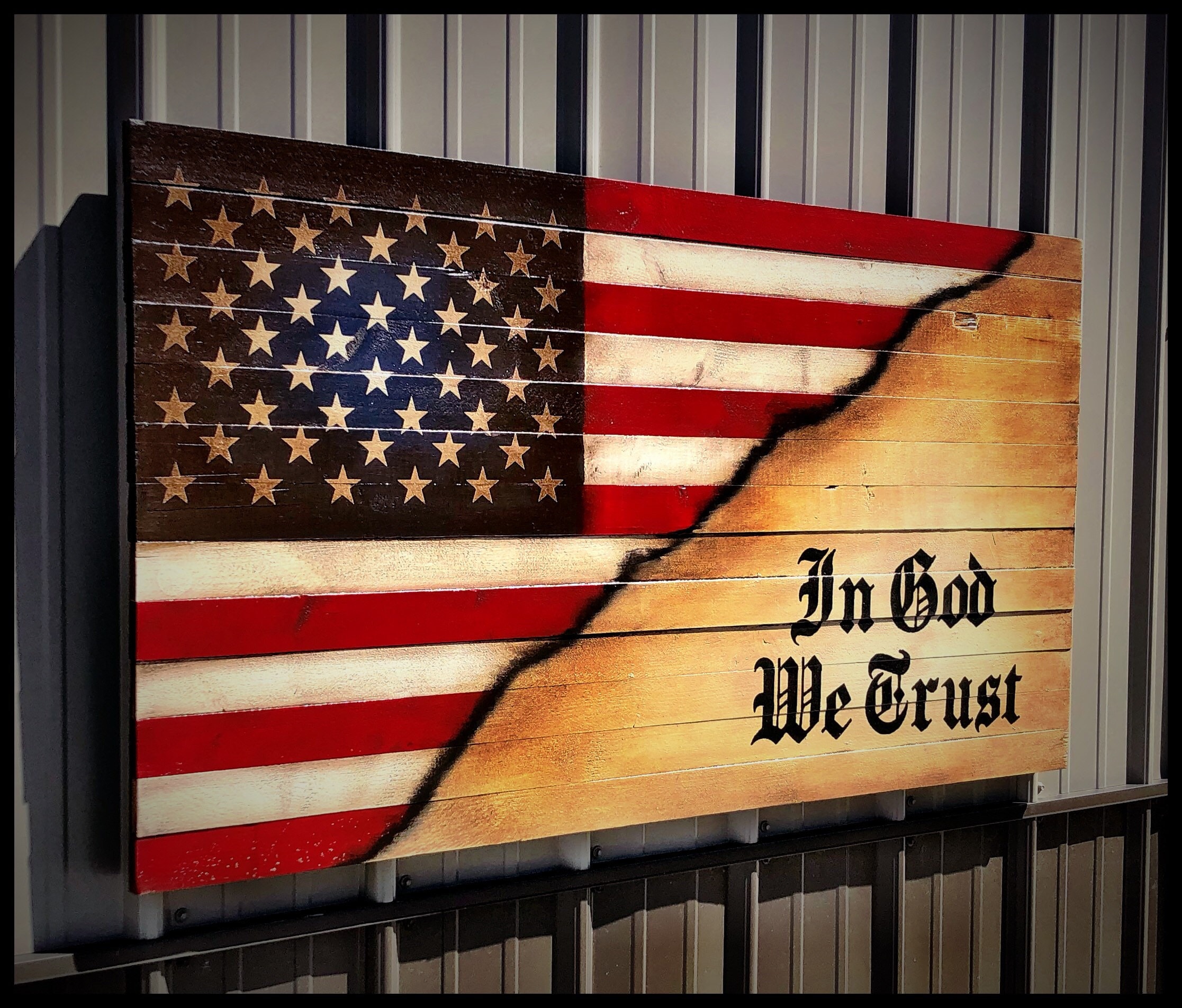 American Flag - Wood Flag - In God We Trust - Rustic Flag