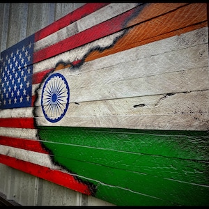 American/India Flag, American Flag, Rustic American Flag, Rustic India Flag, India