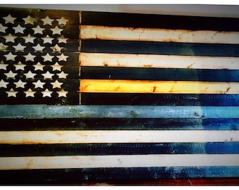 Thin Gold Line Flag, Thin Gold Line Sign, Wooden Gold Line Flag, Gold Line Dispatchers Flag, Law Enforcement Flag, Police Dispatchers Flag