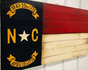 North Carolina Flag, State Flag, Tarheel, Rustic Wooden North Carolina Flag, American Flag