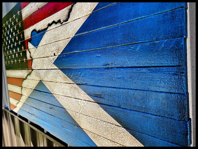 American/Scottish Flag, Scottish Flag, Rustic Scotland Flag, American Flag, Rustic Wood Flag image 2