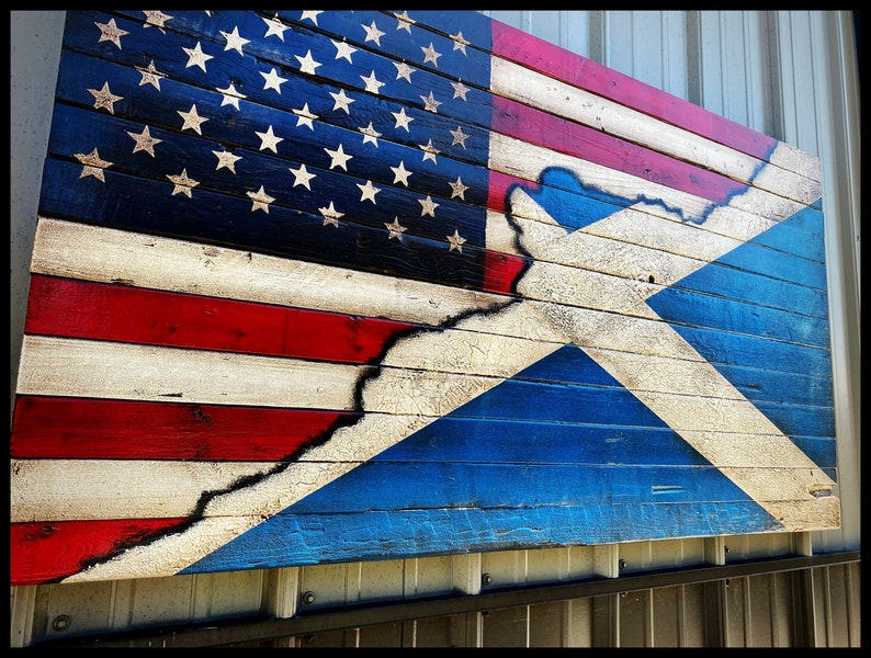 American/Scottish Flag, Scottish Flag, Rustic Scotland Flag, American Flag, Rustic Wood Flag image 6