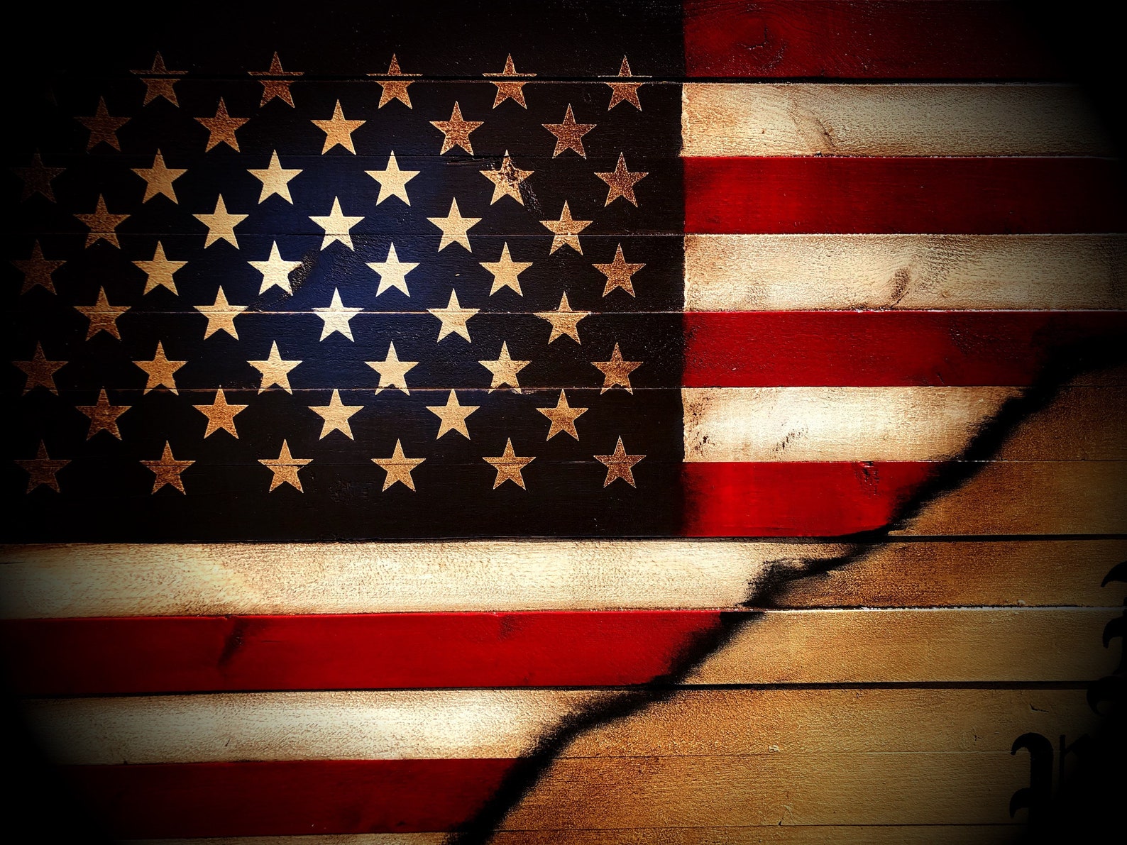 American Flag Wood Flag in God We Trust Rustic Flag - Etsy