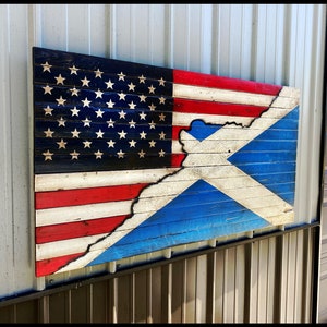 American/Scottish Flag, Scottish Flag, Rustic Scotland Flag, American Flag, Rustic Wood Flag image 5