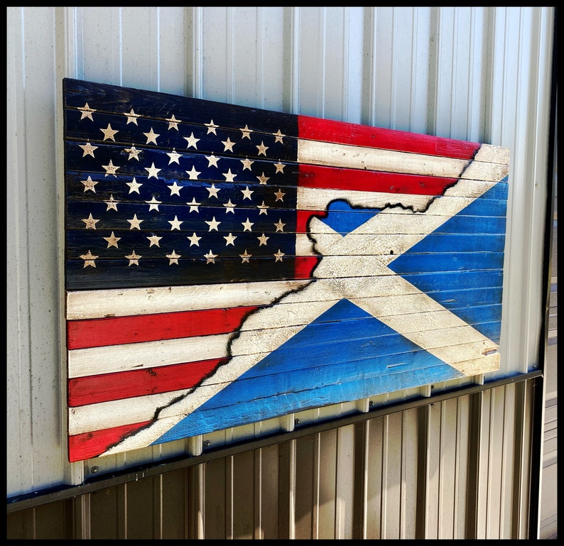 American/Scottish Flag, Scottish Flag, Rustic Scotland Flag, American Flag, Rustic Wood Flag image 5