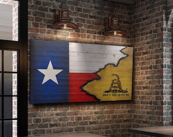 Texas Gadsden Flag - Wood Texas Flag