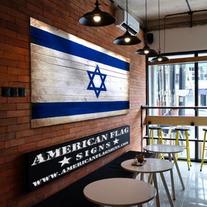 Oversized Israel Flag - Large Wood Flag - Israeli Flag
