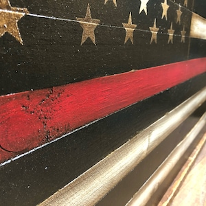 Thin Red Line Flag, Wooden Red Line Flag, Firefighters Flag, Firemens ...