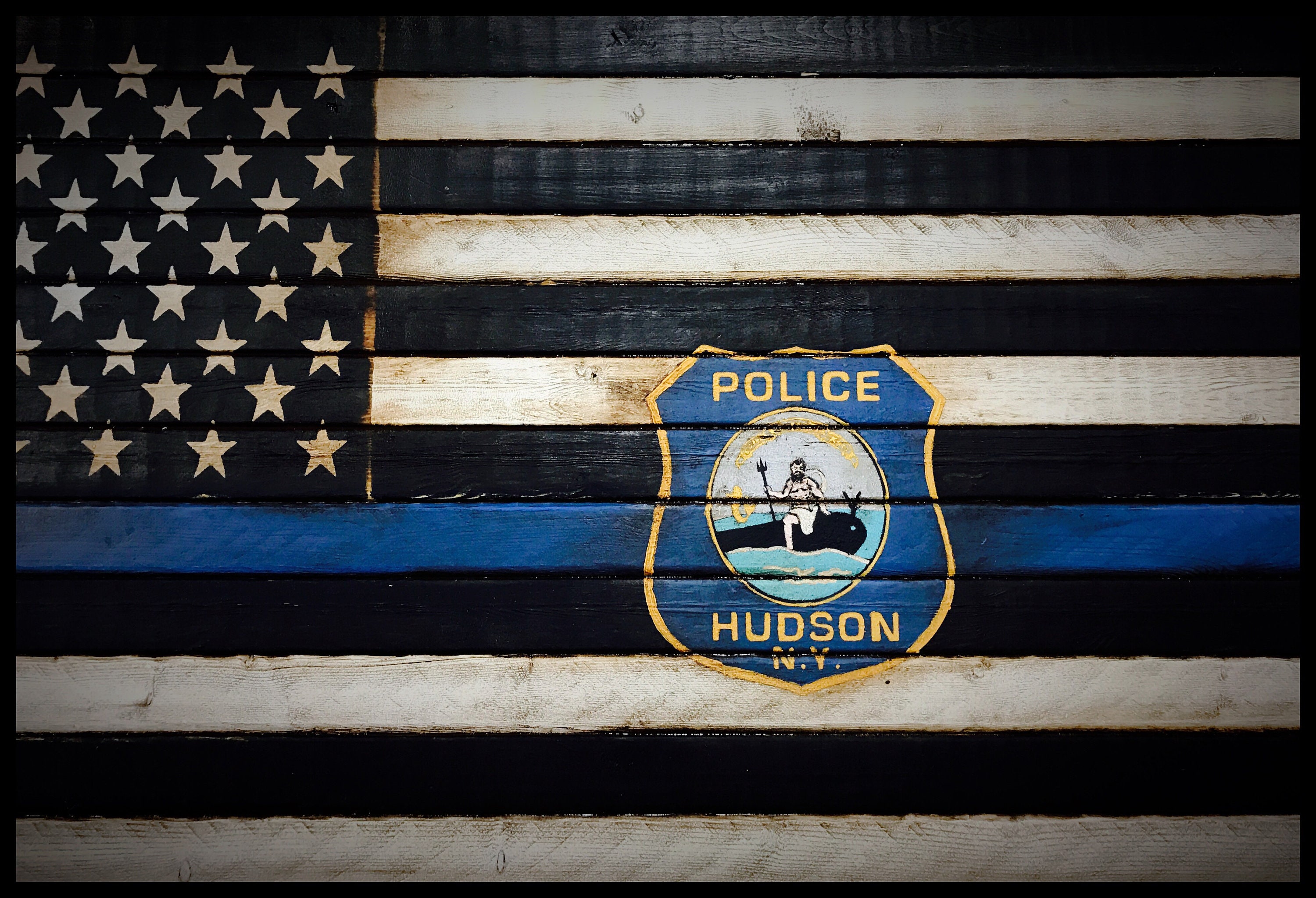 flag police american law enforcement retirement wooden gift rustic