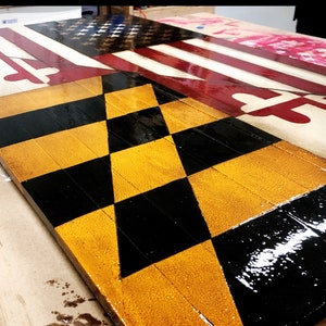 Maryland State Flag, Wooden American Flag, Rustic American Flag, State