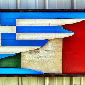Greek Italian Flag, Rustic Greek Flag, Rustic Italian Flag, Custom Wood Flag